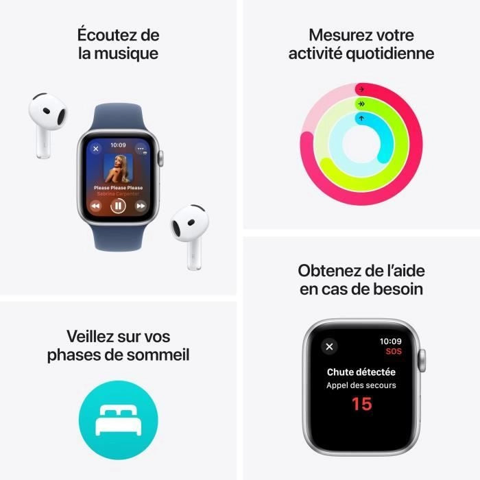Apple Watch SE GPS - 44 mm - Cassa in alluminio Starlight - Cinturino sportivo Starlight - M/L