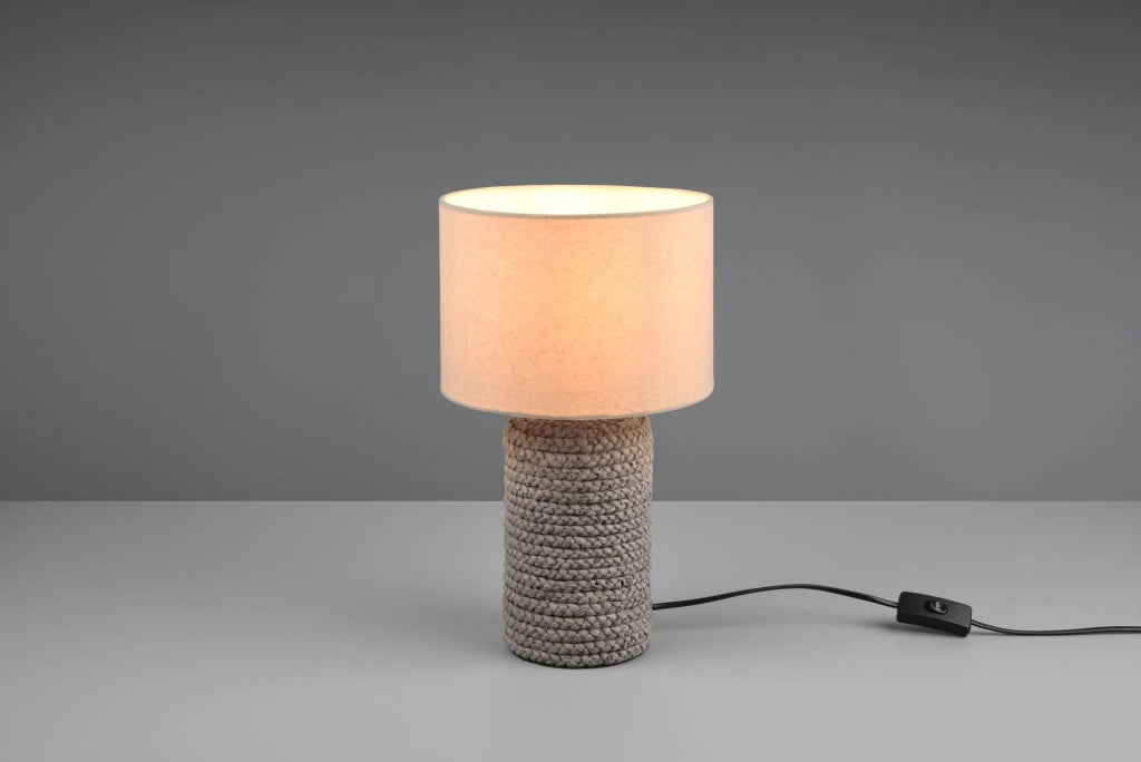 MALA LAMPADA DA TAVOLO CERAMICA MARRONE PARALUME BEIGE H.38CM 1 LUCE ATTACCO E27