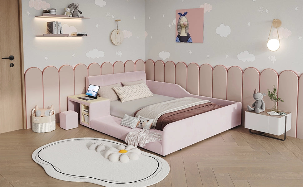 letto imbottito velluto rosa 140x200 cm