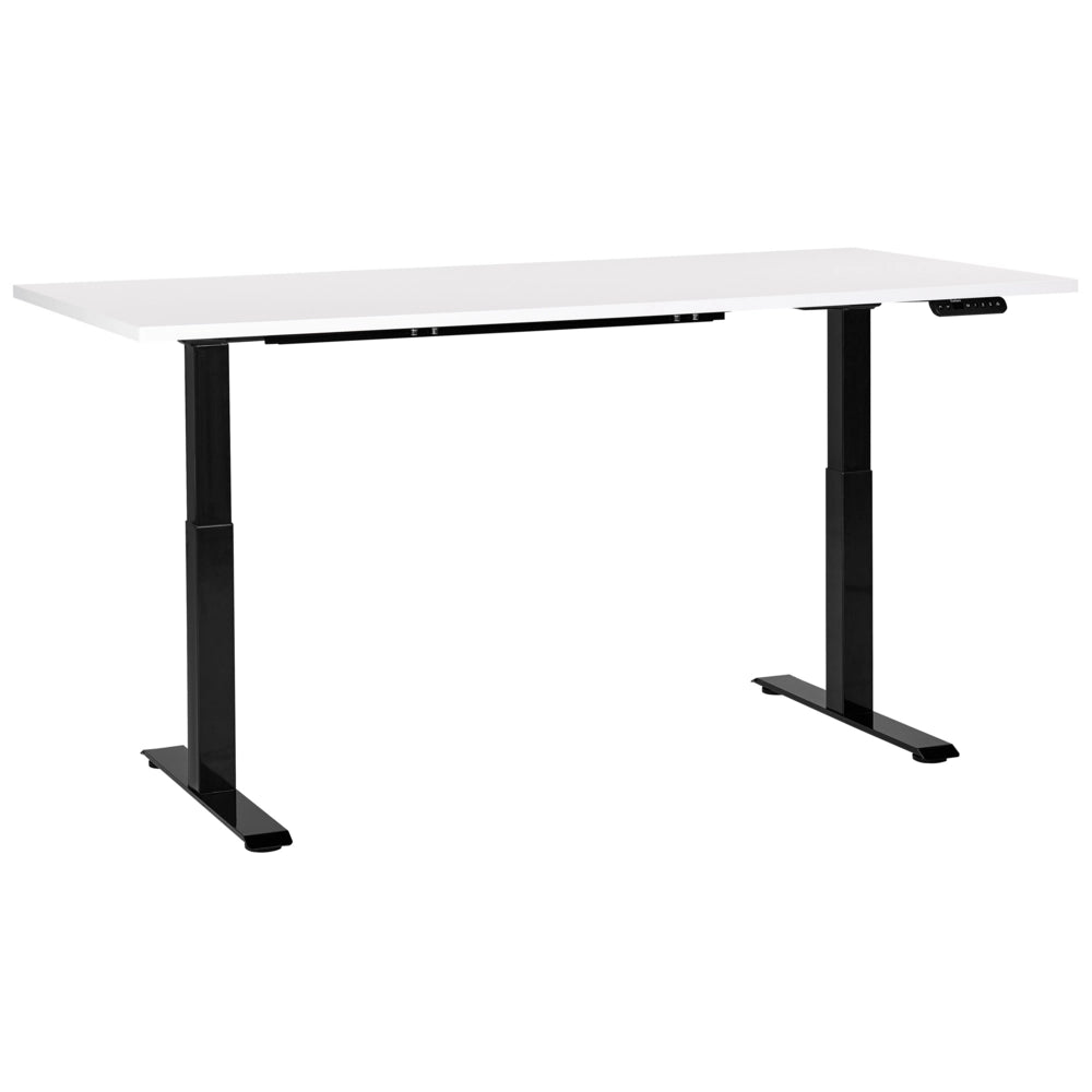 Scrivania regolabile in altezza elettricamente bianco e nero 180 x 80 cm Struttura in acciaio verniciato a polvere