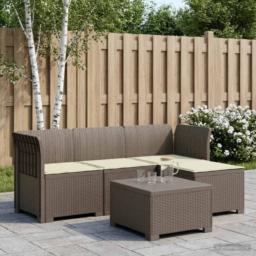Divano da giardino 4 posti con cuscini aspetto rattan PP 3443938