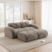 Divano modulare 2 posti in chenille con schiuma 32D monoblocco senza telaio per soggiorno e appartamento taupe
