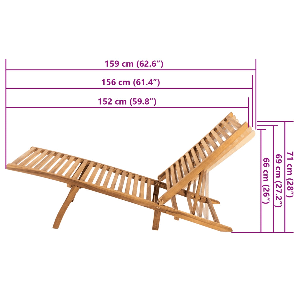 Lettino Prendisole | Sdraio da giardino | Lettino da sole in Legno Massello di Teak