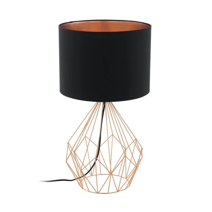 Lampada da Tavolo Contemporanea Pedregal 1 Acciaio Rame Tessuto Nero 1 E27