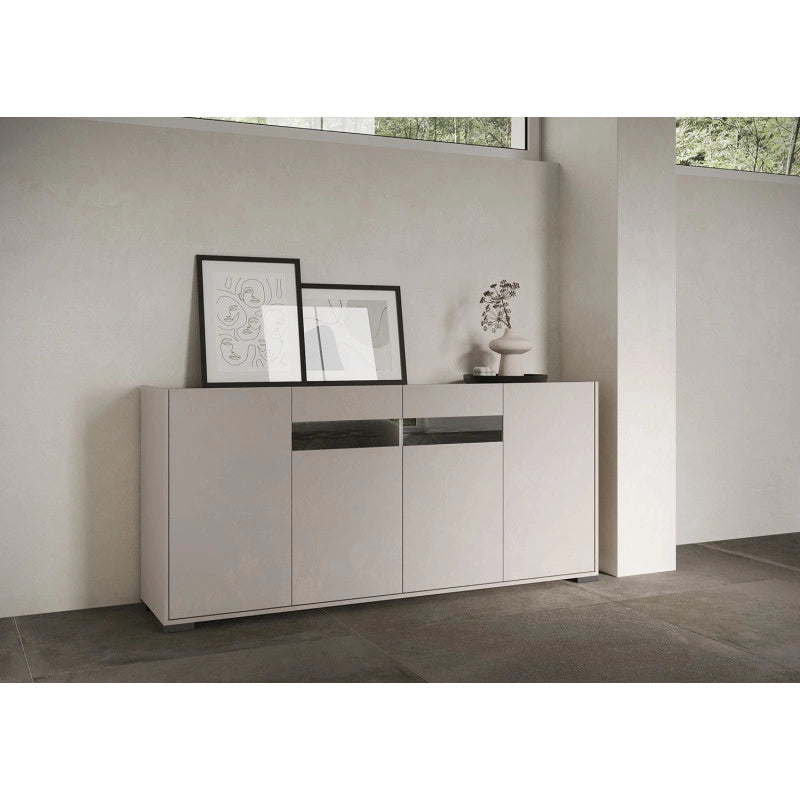 Madia moderna 4 ante 174x40x81 cm Riflesso - Cashmere