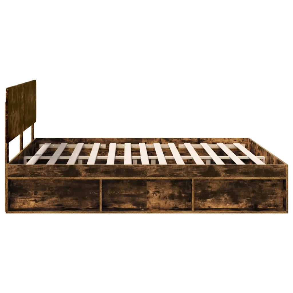 Struttura del letto Rovere fumé 200 x 200 cm Pino massello