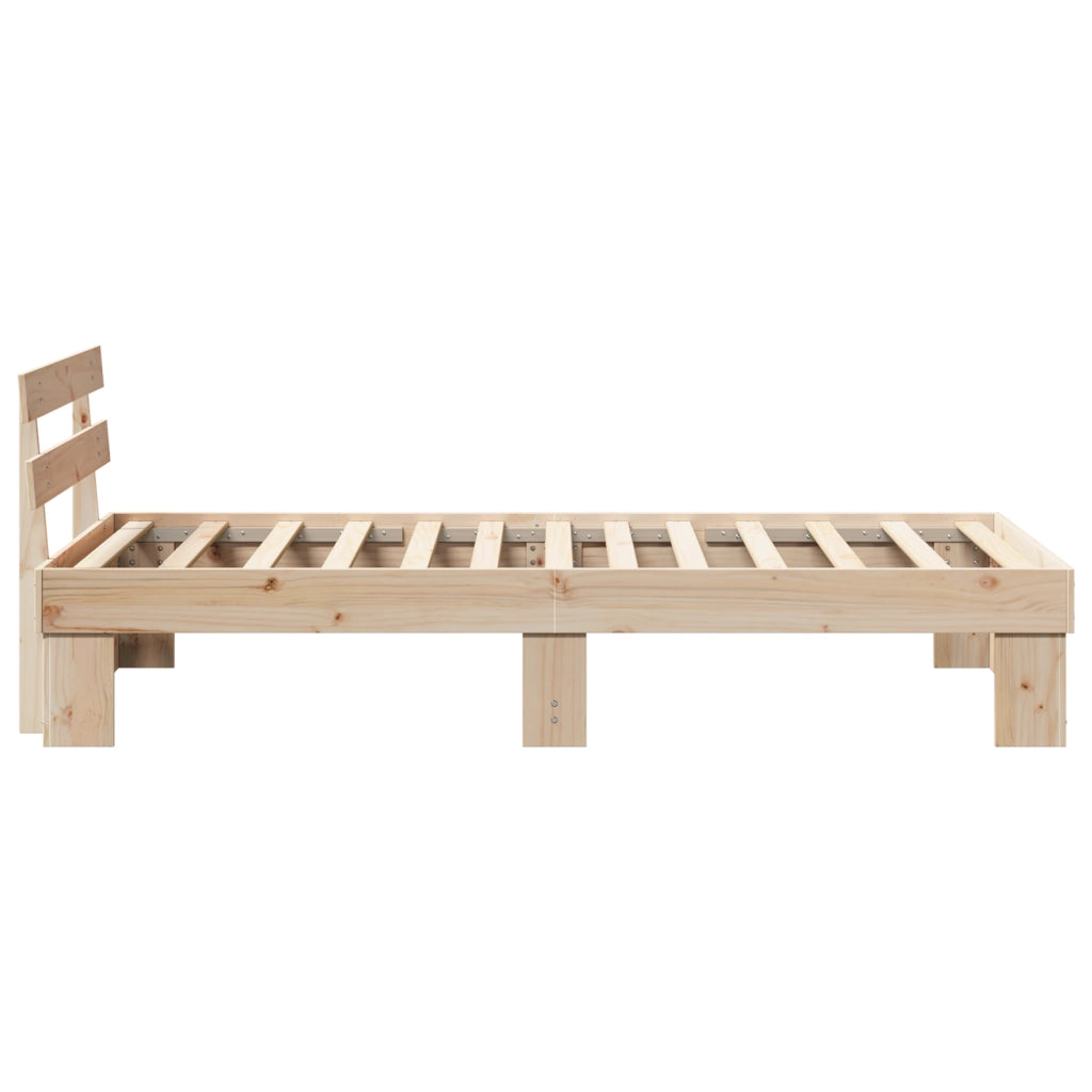 Struttura Letto con Testiera 80x200 cm in Legno Massello di Pino
