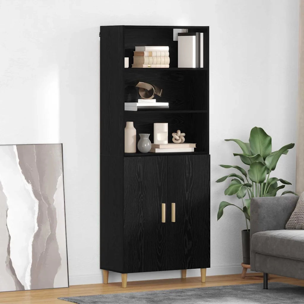 Credenza Rovere Nero 69,5 x 32,5 x 180 cm Legno multistrato
