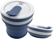 Moka Opvougbile per Caffè - 350 ml - Chiusura e Facile da Portare – Otre per Campeggio - Tazza per Bere con Silicone - Blu Scuro