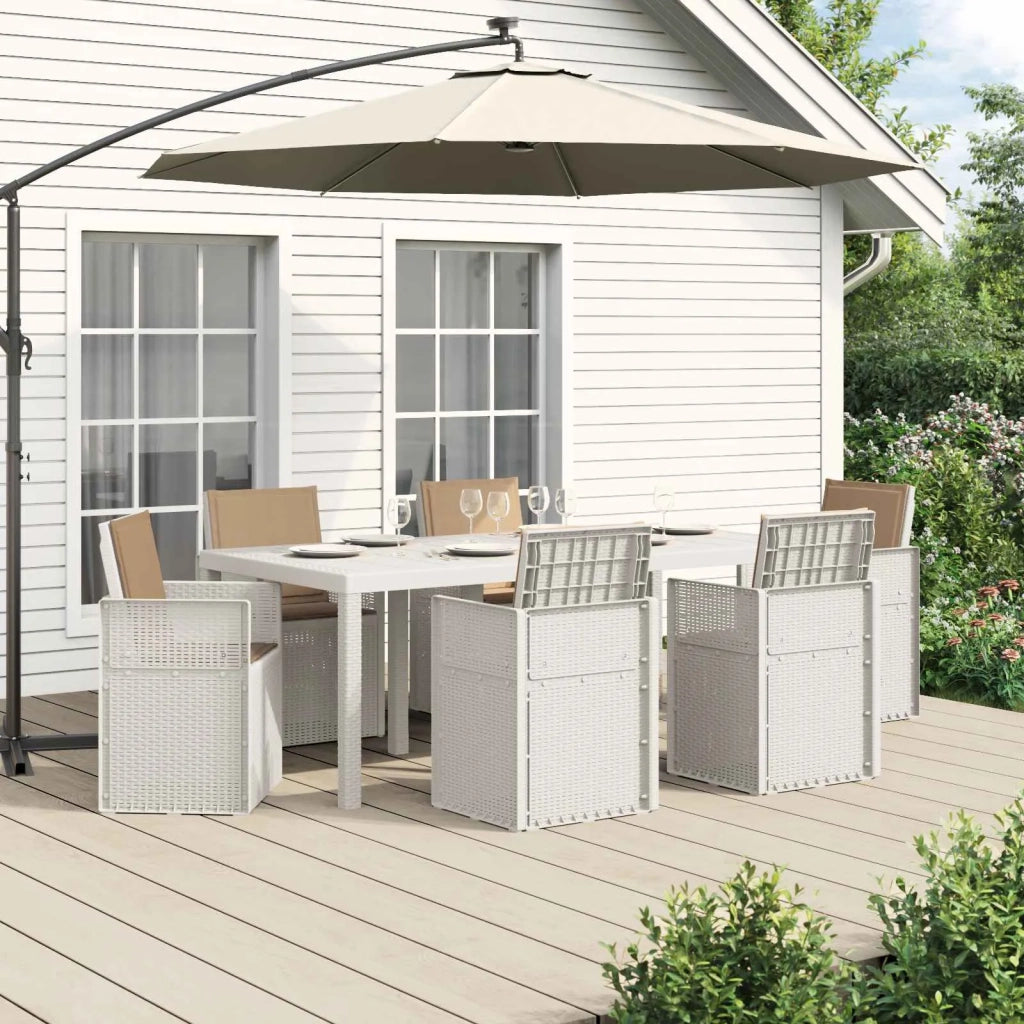 Set da Pranzo per Giardino 7 pcs Bianco e Tortora PP