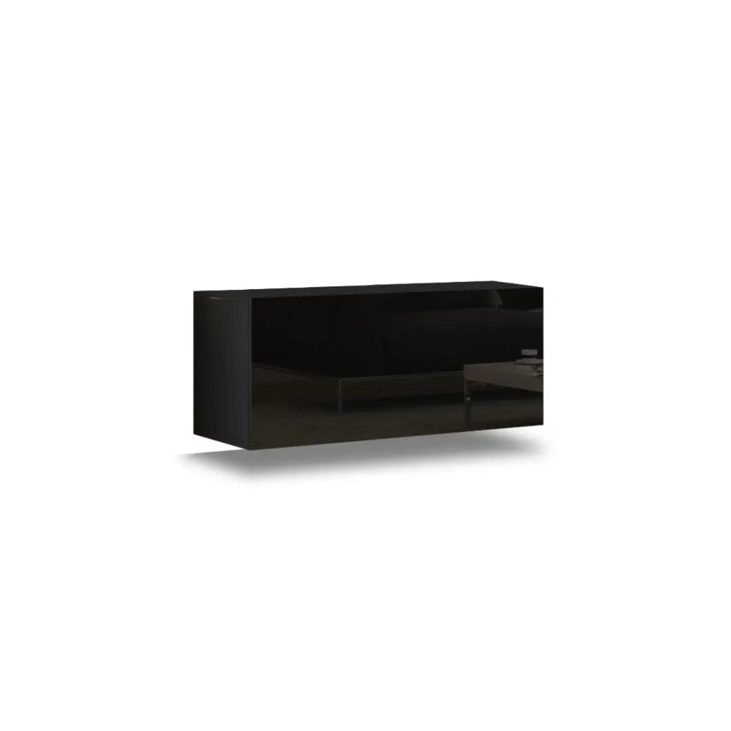 Set di mobili da soggiorno nero e bianco sospesi collezione CEPTO XVI 249cm, 8 pezzi, modulari.