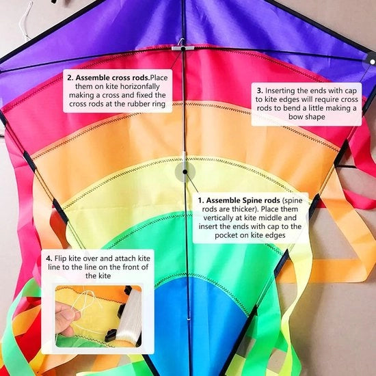 Volo Enorme colorato arcobaleno diamante volo - voli per bambini - giochi all'aperto per famiglia - attività all'aperto volo