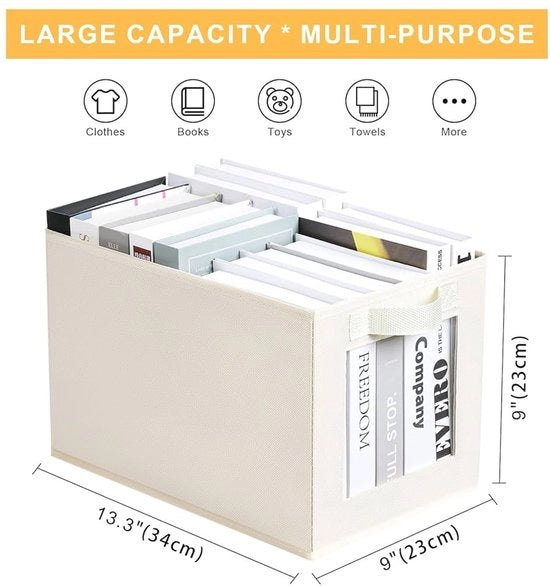 Cassetto di stoccaggio tessuto - Cassa di stoccaggio con finestra di osservazione - Cassa di stoccaggio pieghevole - 6 pezzi