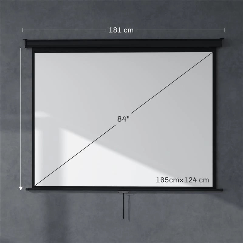 TELO PER PROIETTORE 84" FORMATO 4:3, ANGOLO DI 160 GRADI E MONTAGGIO A SOFFITTO O PARETE, NERO