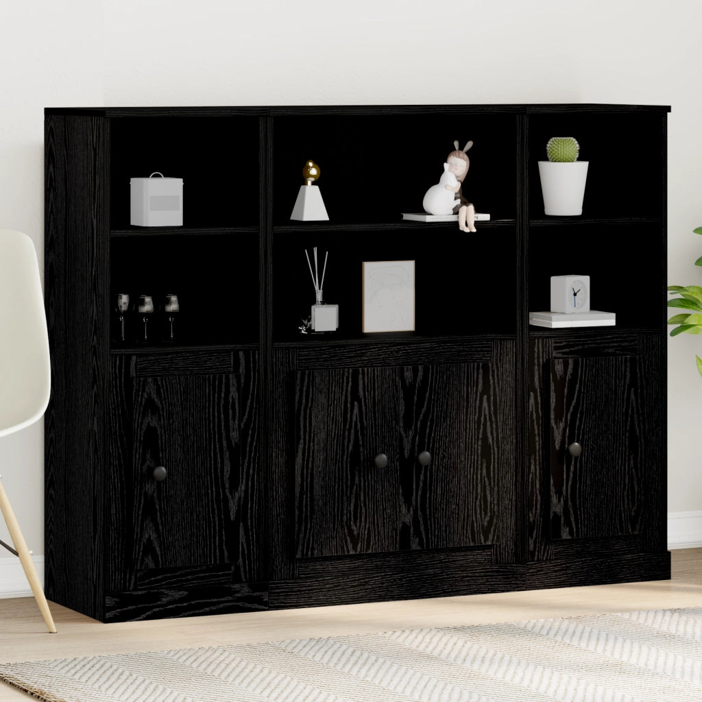 Highboard Nero Rovere 132x35,5x103,5 cm Legno ingegnerizzato