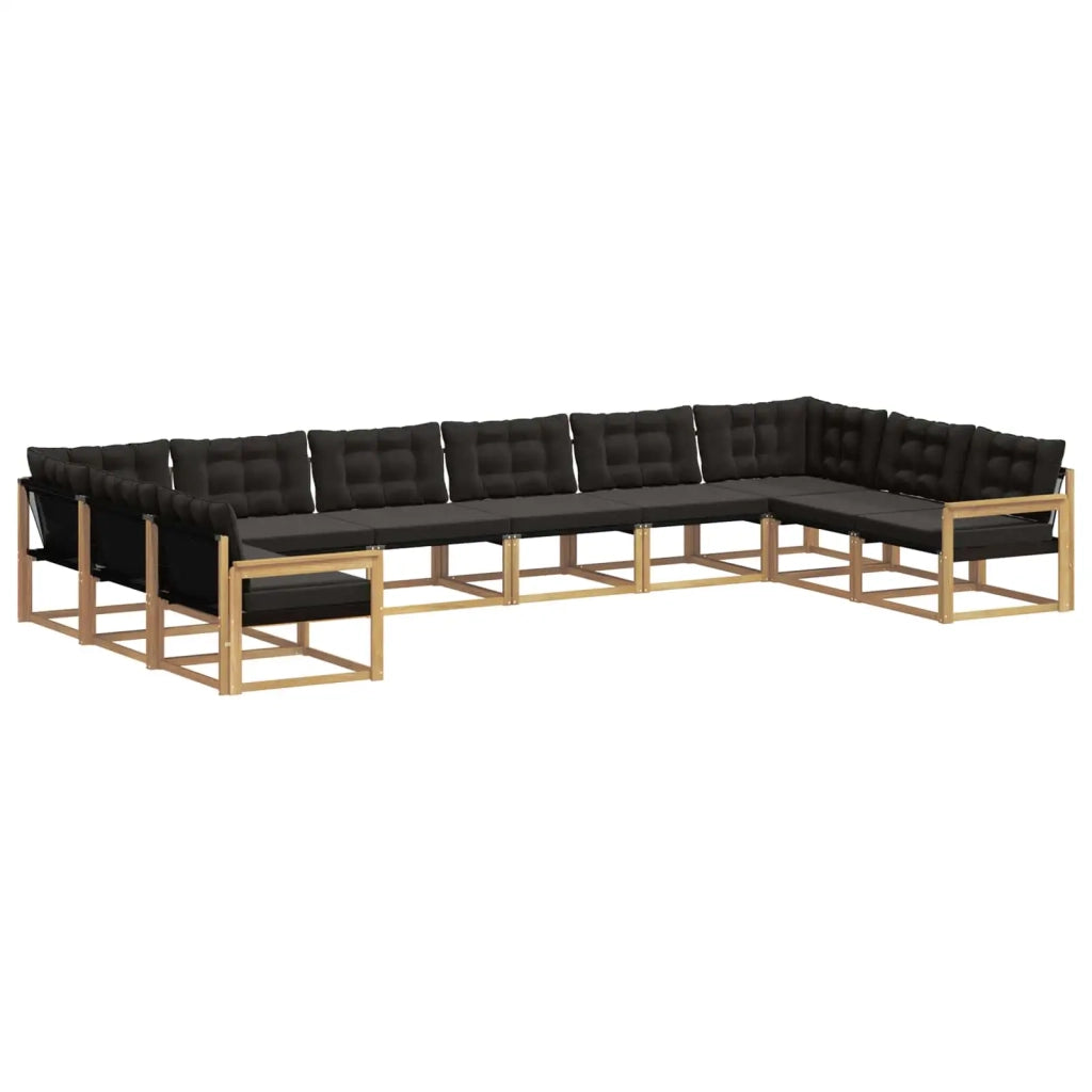 Set di divani da esterno 10 pz Bianco e Nero 3389110