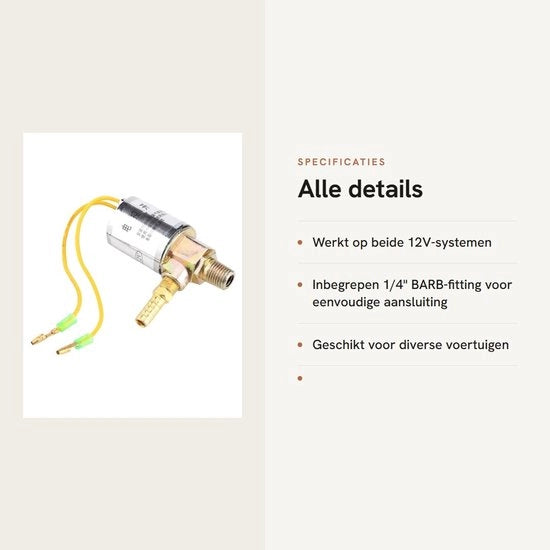 Sistema di compressione pneumatica 12V - Filtro di aria - Système di Air Ride - Connettori 1/4 pollici - Adatto per auto/truck/treno - 100% nuovo - Valvola di compressione