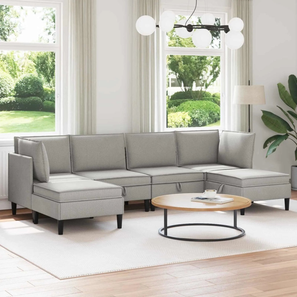 Set di mobili per il soggiorno 6 pcs Grigio chiaro Tessuto 3413802