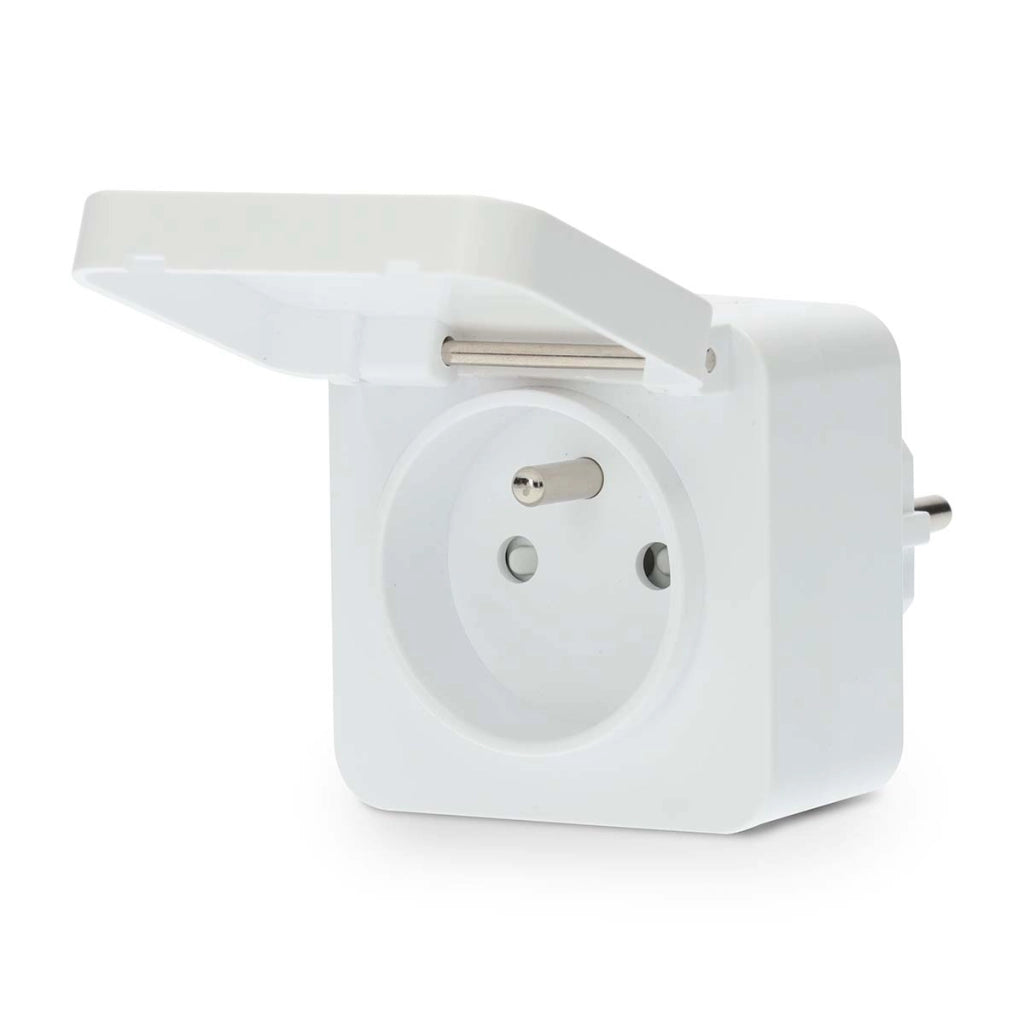 Misuratore di potenza IP44 connesso Wi-Fi 3680W Tipo E con sportellino Bianco Nedis