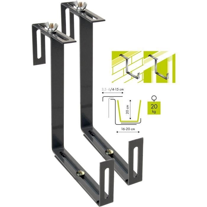 Gancio per balcone - GARDEN ID Standard 2x - Doppia regolabilità - Carico elevato - Montaggio semplificato