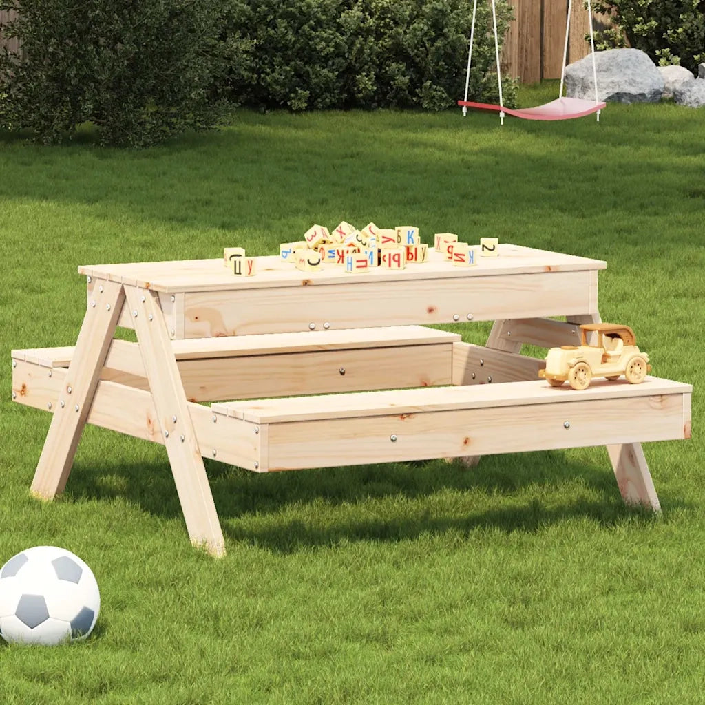 Tavolo Picnic con Sabbiera per Bambini Legno Massello di Pino 832592