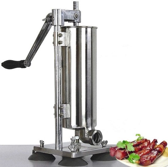 Worstmachine verticale manuale in acciaio inossidabile - Ergonomica con presa di tavolo e tenuta di carne (4L)