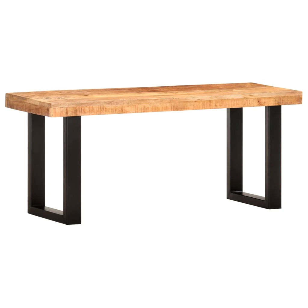 Panca 110 x 35 x 46 cm legno massello di mango grezzo e acciaio 02_0010929
