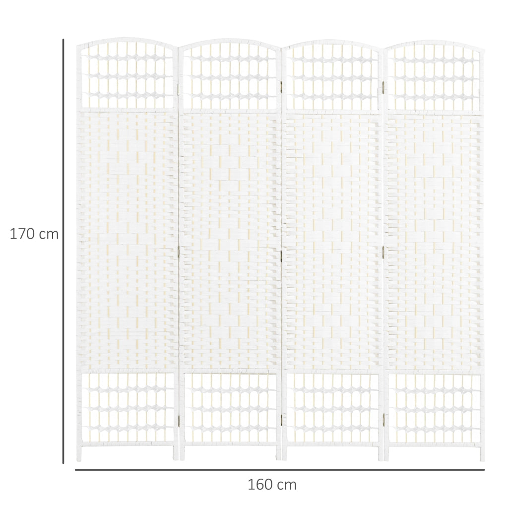 Paravento Pieghevole a 4 Ante ¨C zephmum ¨C 160x170 cm Bianco