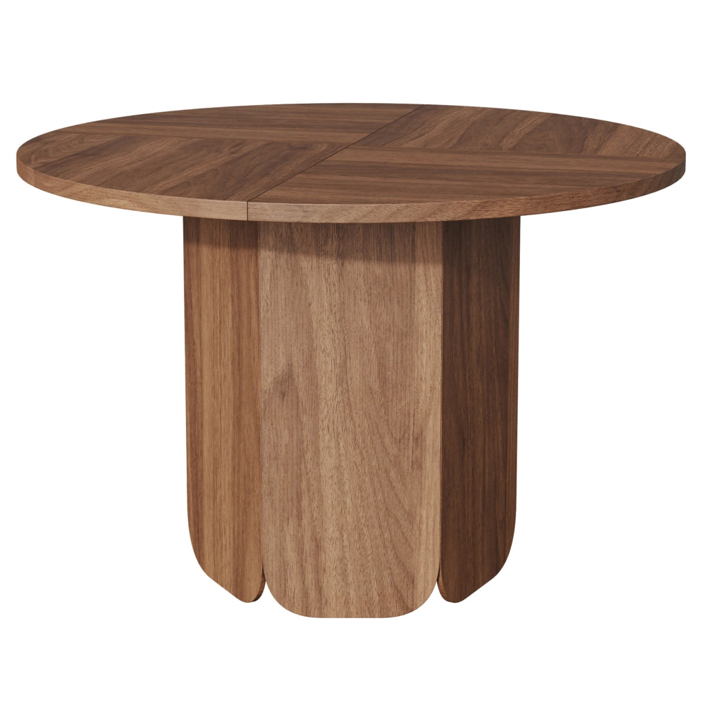Tavolo da pranzo rotondo 120 cm in MDF colore noce; stile scandinavo; per 4-6 persone