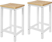 Set 2 SgabellI per cucina moderno SgabellI legno massello Bianco altezza 61 cm, Max Portata 100 kg FST29-WNX2