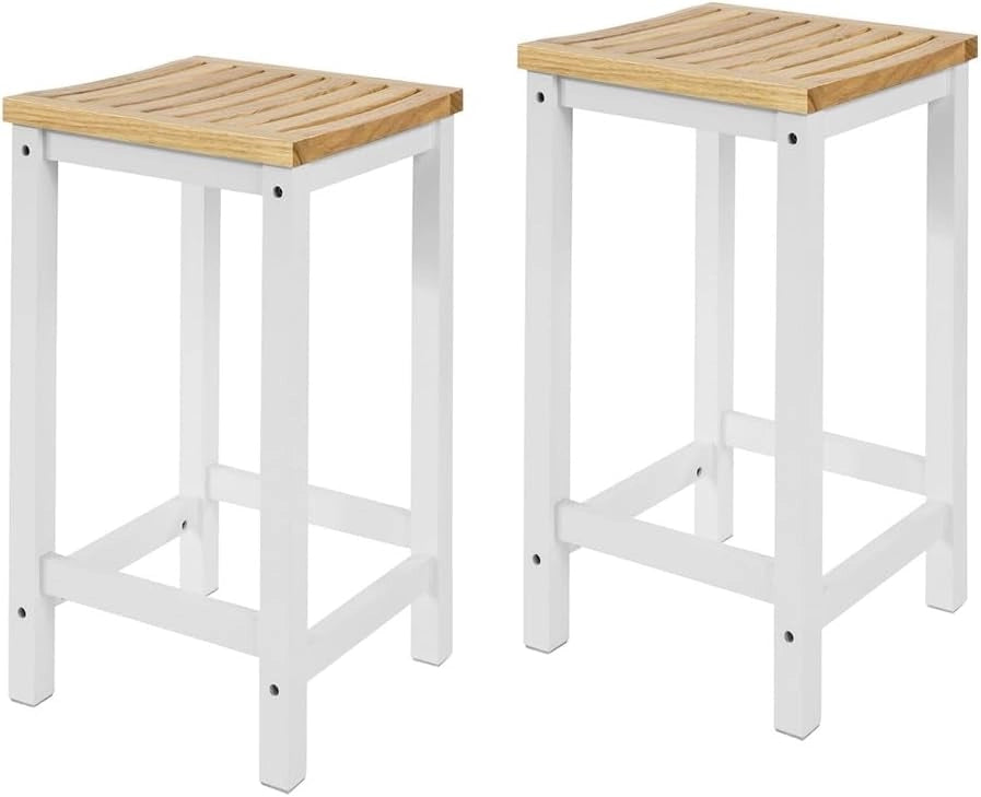 Set 2 SgabellI per cucina moderno SgabellI legno massello Bianco altezza 61 cm, Max Portata 100 kg FST29-WNX2
