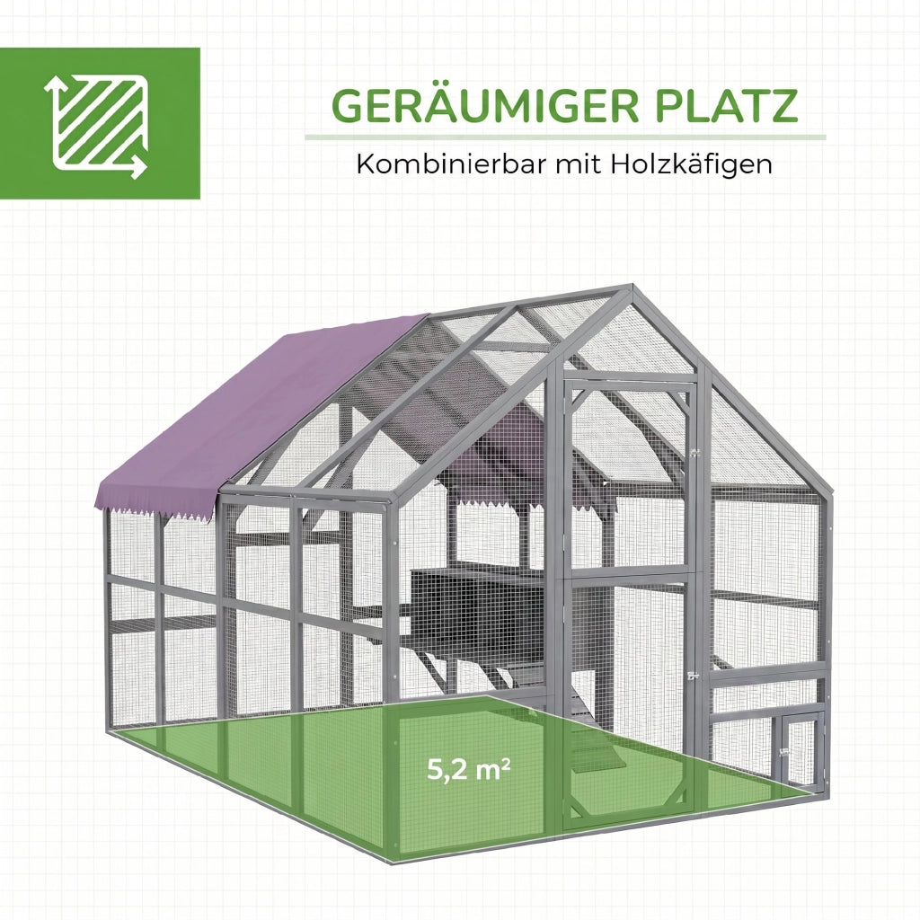 Pollaiolo per galline begehbar ¨C zephmum ¨C 280x185.5x188 cm Grigio