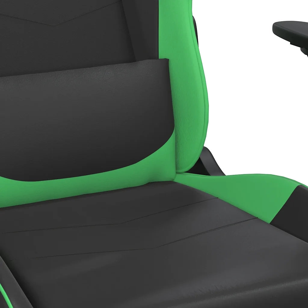 Sedia da Gaming Massaggio Poggiapiedi Nero e Verde Similpelle 345414