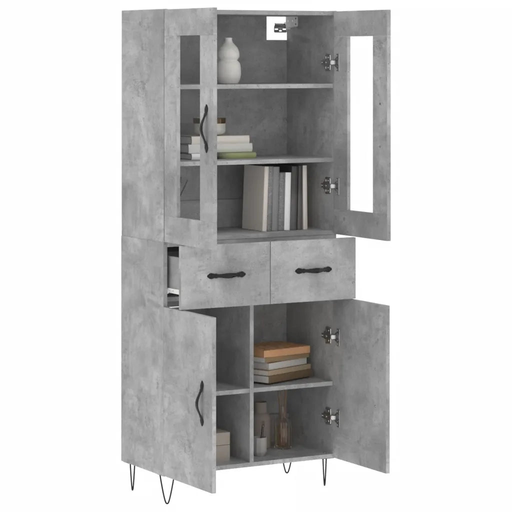 vidaXL Credenza Grigio Cemento 69,5x34x180 cm in Legno Multistrato