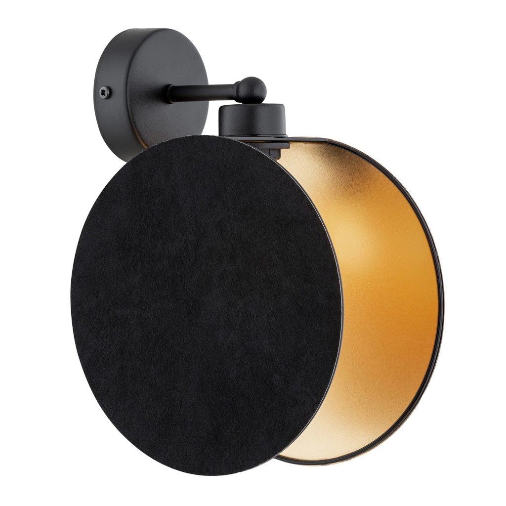 Applique 1 Luce Moderna Nut In Acciaio Nero E Oro