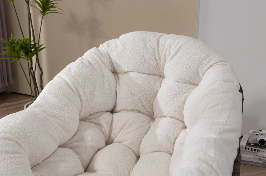 Sedia a dondolo da esterno in rattan bianca 78×106×90 cm