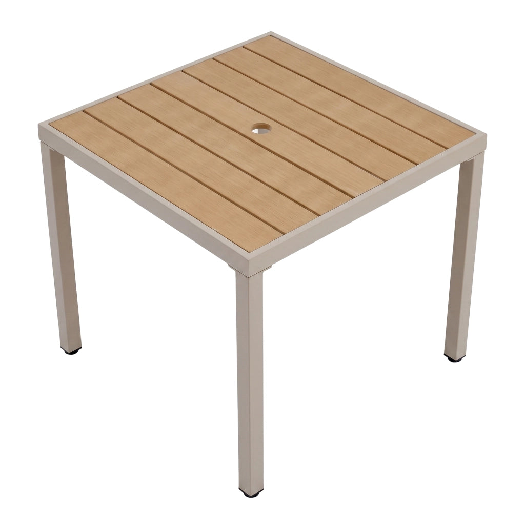 TAVOLO da esterno 84 x 84 x 74,5 cm in ferro zincato e legno plastico khaki
