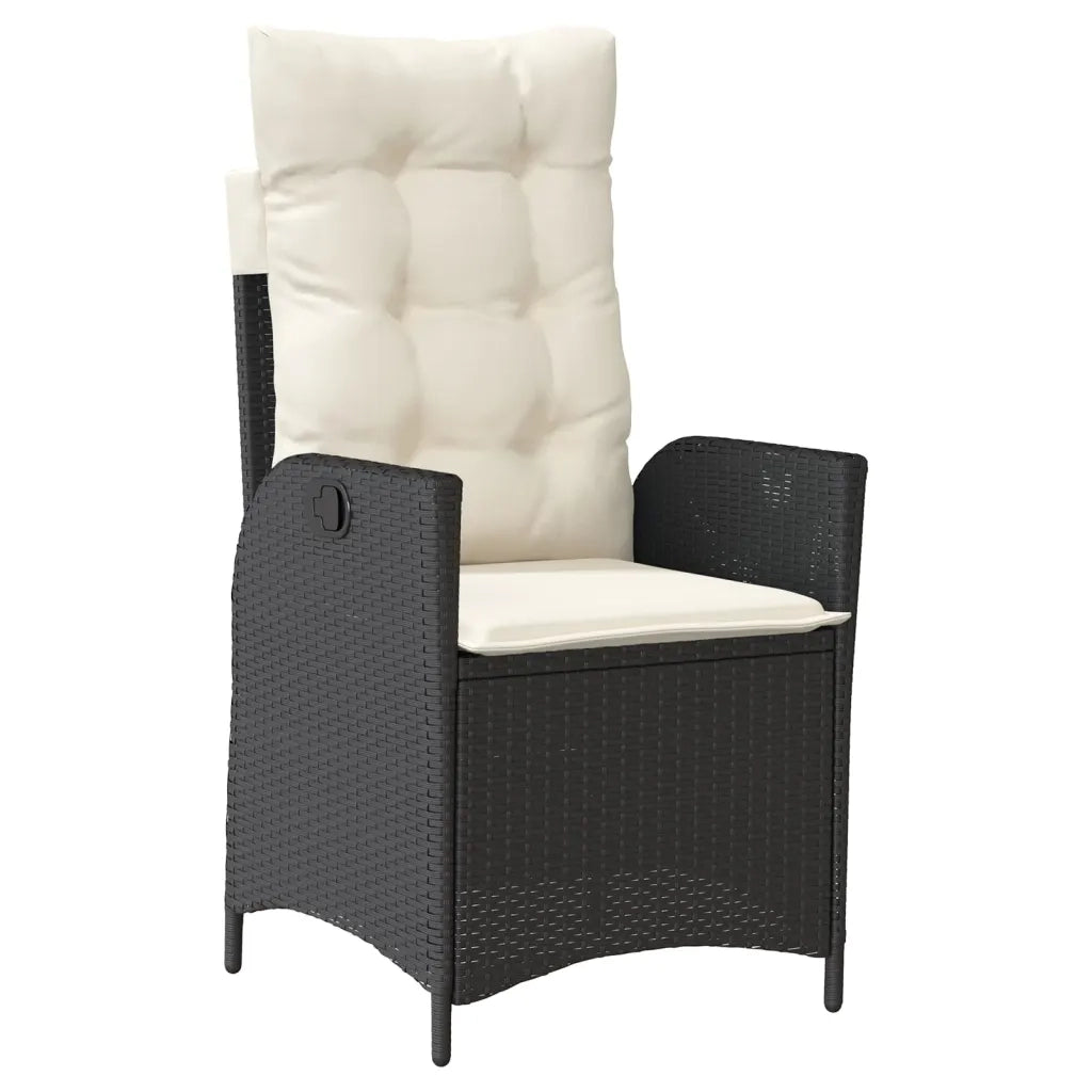 Set da Pranzo da Giardino 5 pz Nero con Cuscini in Polyrattan 3213087