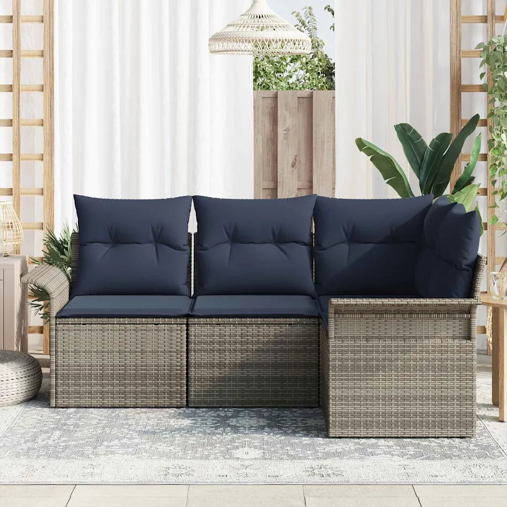 Set Divano da Giardino 4 pcs Grigio polyrattan 3354014