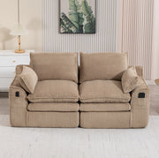Divano 2 posti in velluto a coste con tasche laterali e cuscini; 191 x 94 x 85 cm; kaki