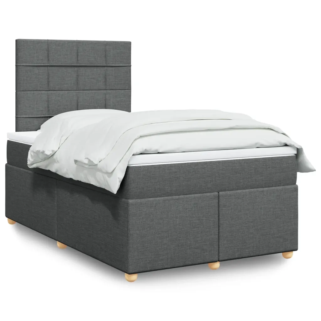 vidaXL Giroletto a Molle con Materasso Grigio Scuro 120x200 cm Tessuto
