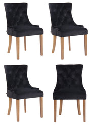 Set 4 poltrone pranzo Aberdeen in velluto nero,antico chiaro