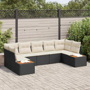 Set Divano da Giardino con cuscino 7 pcs Nero polyrattan