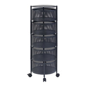 Carrello di servizio carrello da cucina/soggiorno unità di stoccaggio a 5 ripiani acciaio 90 x 33 cm nero 03_0009250