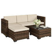Set da giardino 5 pezzi in rattan con cuscini ¨C zephmum ¨C grigio