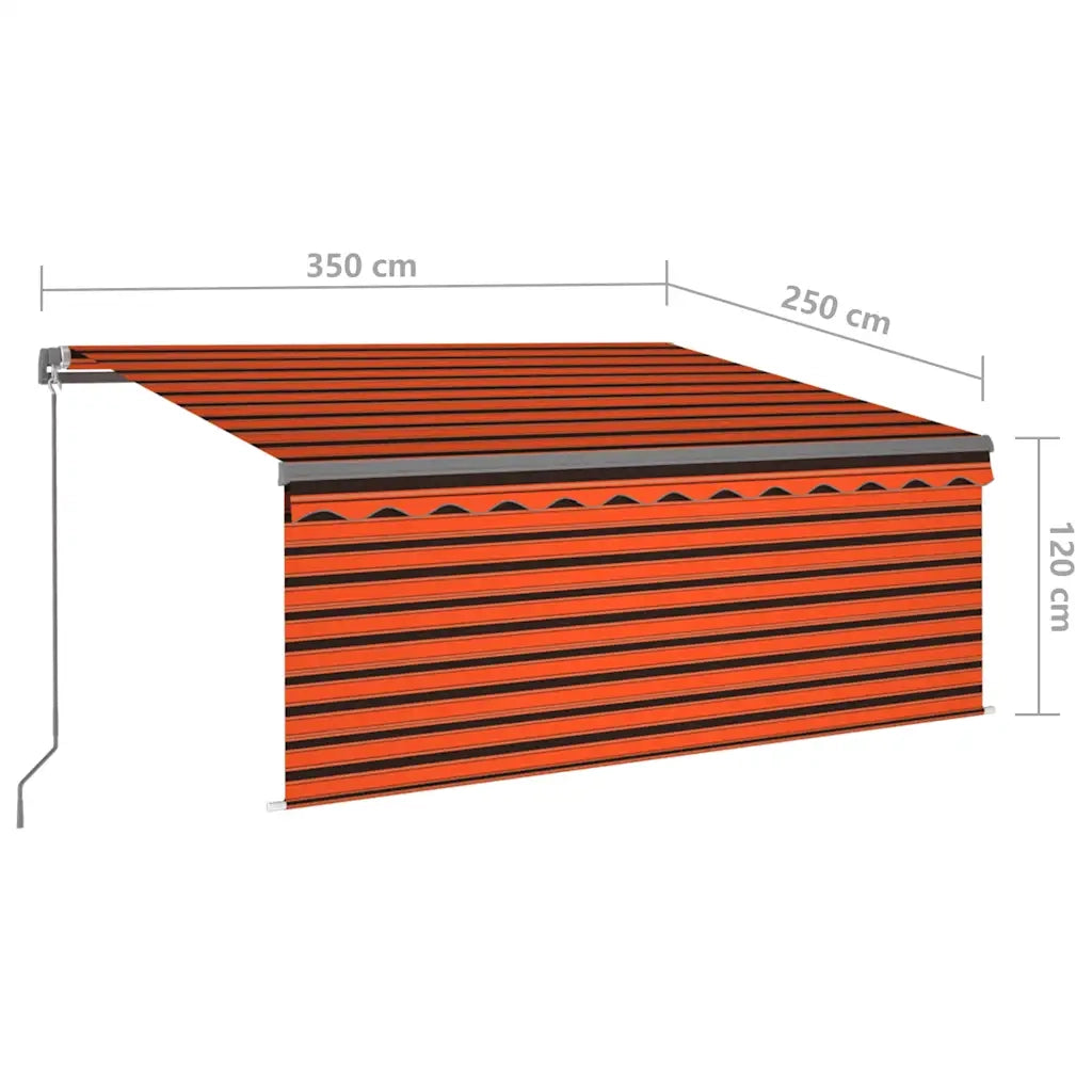 Tenda da Sole Retrattile Manuale LED 3,5x2,5m Arancione Marrone 3069405