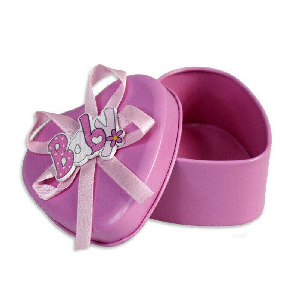Trade Shop - Scatoline Portaconfetti 36 Pezzi Cuore Nascita Battesimo Bomboniera Bimbo Bimba - Rosa