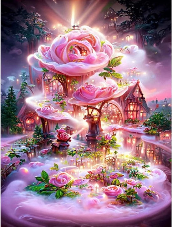 Decorazione di Muro con Punti di Diamante - Fiori - Adulti - Fantasia - 30 x 40 cm