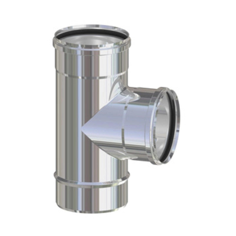 RACCORDO A T INOX ATTACCO FFM PER PELLET D  8 CM- 2,0 pz