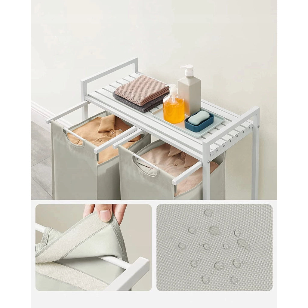 Mobile bagno con doppio cesto portabiancheria bianco